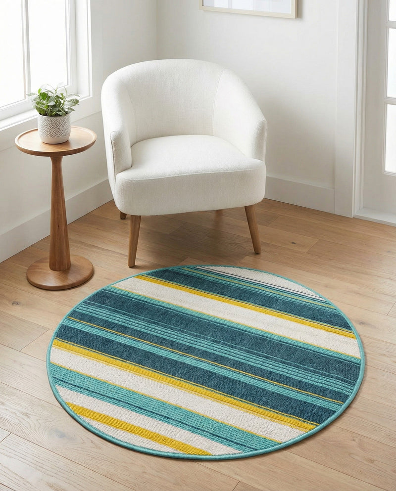 Terrace Fringe Collection Area Rug -  Veranda Round Multi  lifestyle 70