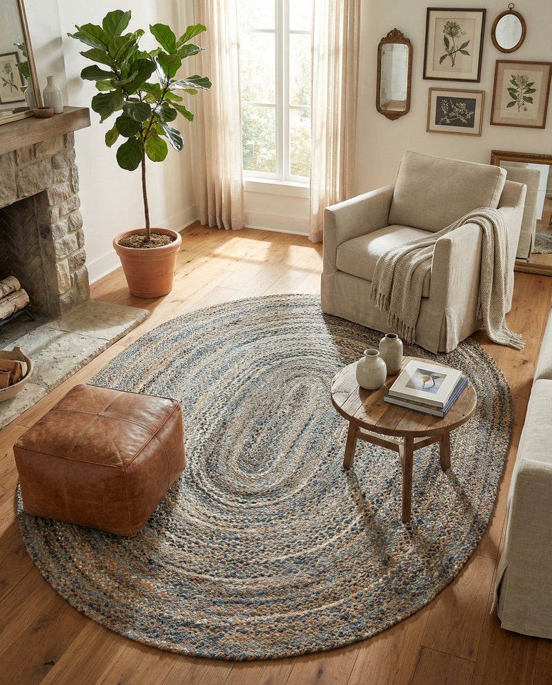 Woven Udaipur Collection Area Rug - Sahara Oval Natural  lifestyle 50