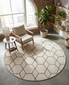 Trellis Mosaic Collection Area Rug - Arborville (Ivory) Round Ivory  lifestyle 83