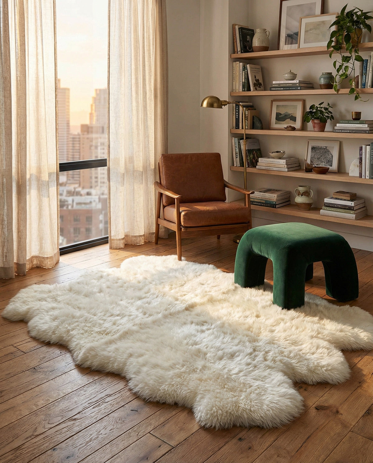Arctic Lambskin Luxe Collection Area Rug - Tundra Rectangle White  lifestyle 32