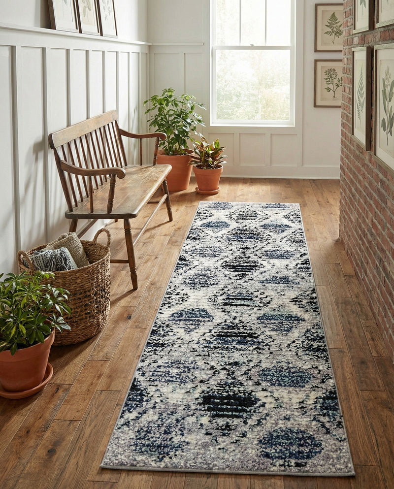 Marrakech Mosaic Collection Area Rug -  Atlas Runner Blue Gray  lifestyle 35