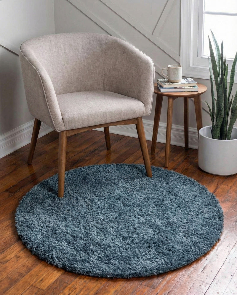 Alpine Plush Collection Area Rug -  Cortina (Marine Blue) Round Marine Blue  lifestyle 65