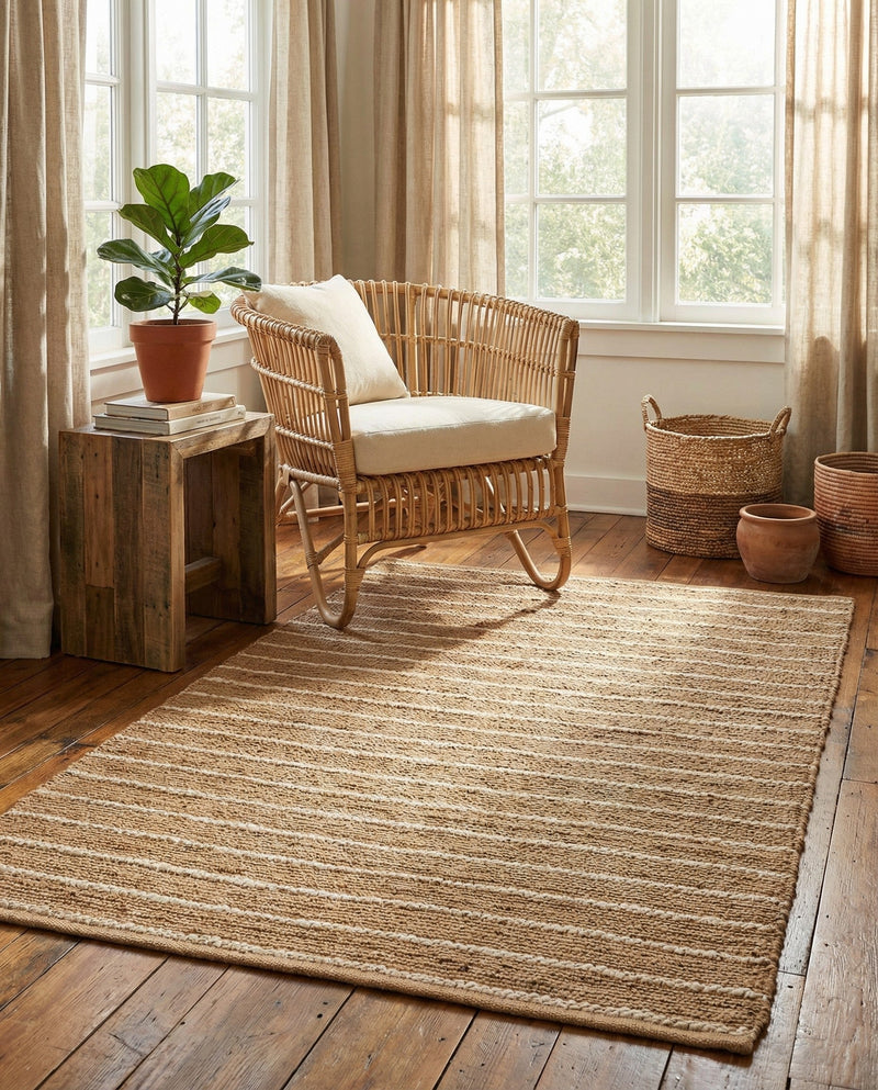Sequoia Handwoven Jute Collection Area Rug - Briarwood Rectangle Natural  lifestyle 8