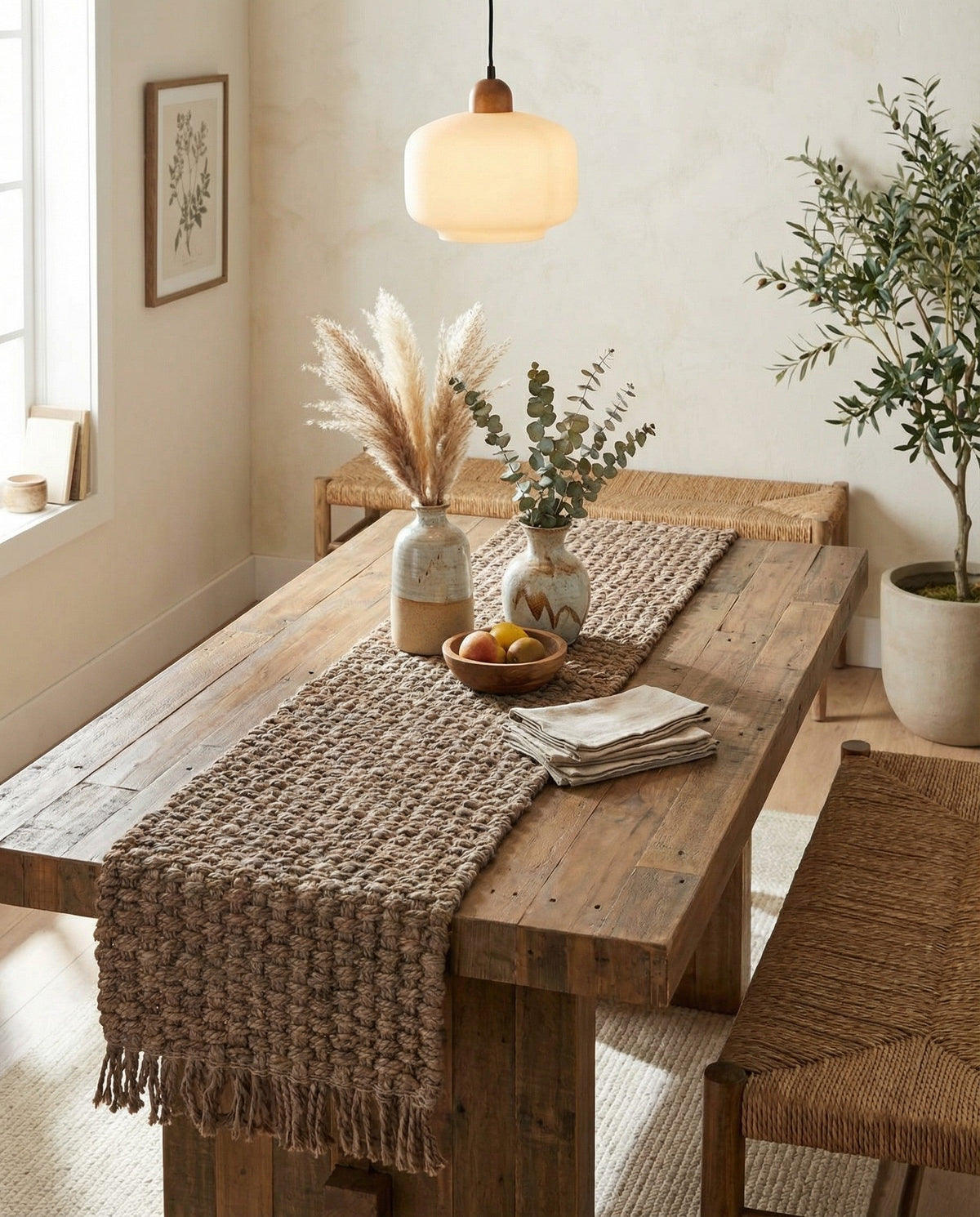 Savannah Jute Collection Area Rug - Seashore Table Runner Gray  lifestyle 177