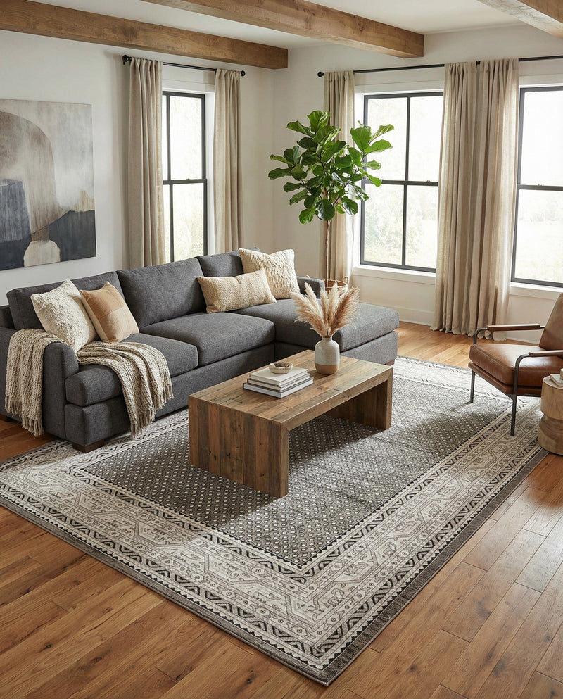 Soho Elegance Collection Area Rug -  Mercer (Gray) Rectangle Gray  lifestyle 29