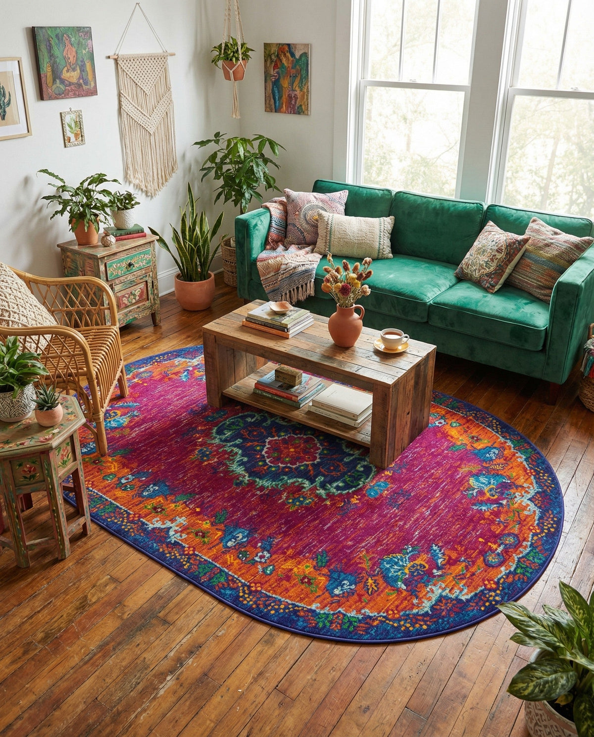 Caribbean Cove Collection Area Rug -  Nevis Oval Fuchsia  lifestyle 93