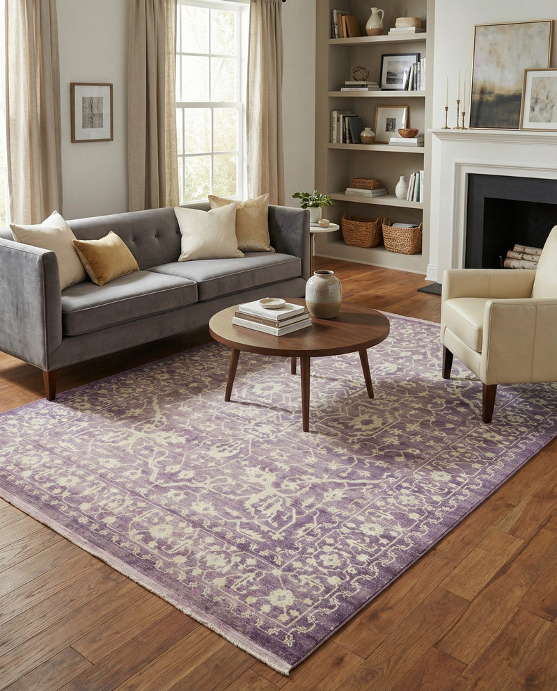 Rustic Charm Revival Collection Area Rug - Farmstead Rectangle Purple  lifestyle 19
