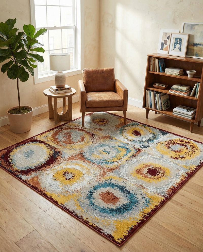 Aegean Elegance Washables Collection Area Rug -  Rhodes Square Multi  lifestyle 72