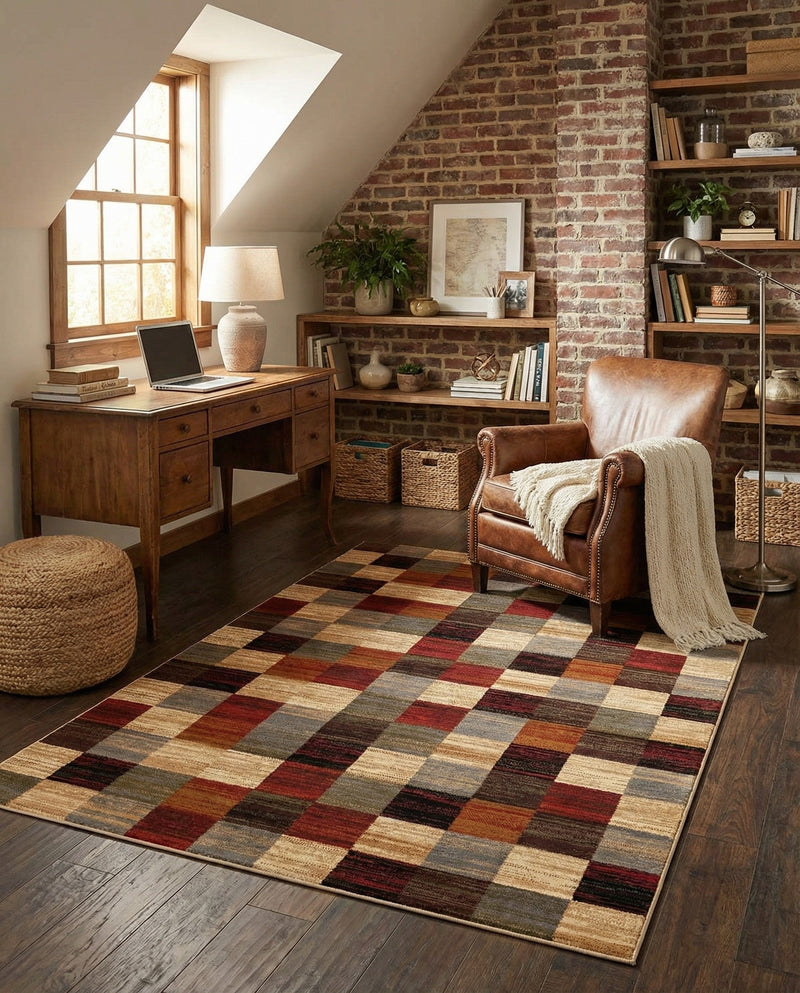 Bistro Lounge Collection Area Rug - Espresso Rectangle Multi  lifestyle 36