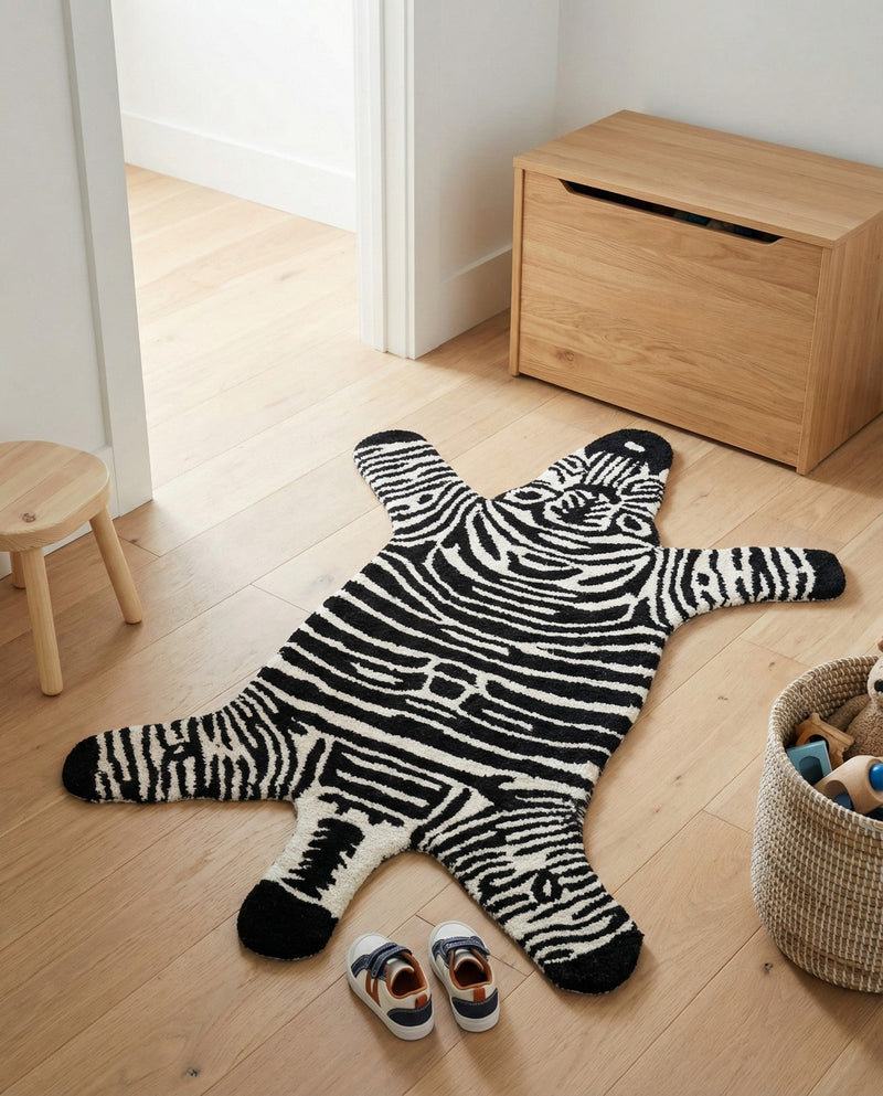 Whimsy Wonders Wool Collection Area Rug -  Galaxy Rectangle Black and White  lifestyle 9