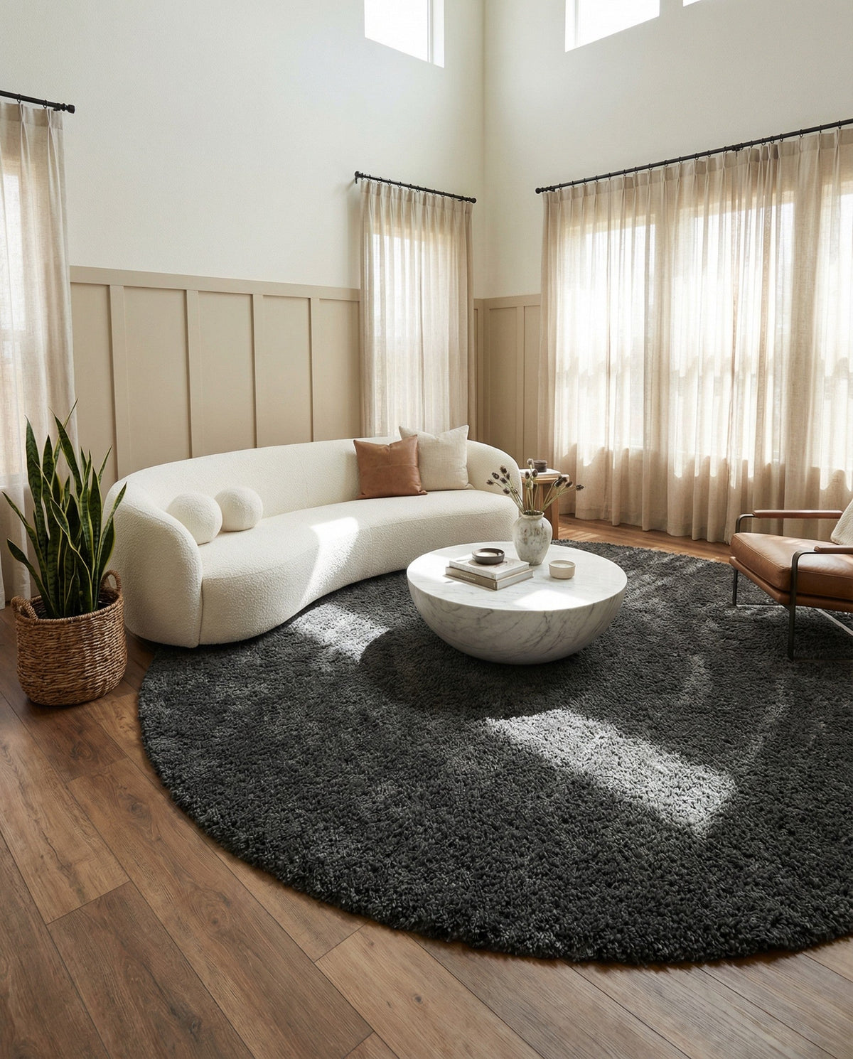 Alpine Plush Collection Area Rug -  Cortina (Peppercorn) Round Peppercorn  lifestyle 85
