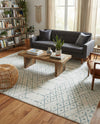 Marrakesh Lattice Collection Area Rug - Casablanca (Ivory Aqua) Rectangle Ivory Aqua  lifestyle 14