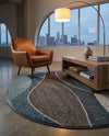 Autumn Meadow Collection Area Rug -  Emberglow Round Blue Gray  lifestyle 65