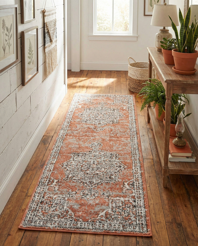Mykonos Manor Collection Area Rug -  Tinos (Salmon Pink) Runner Salmon Pink  lifestyle 31