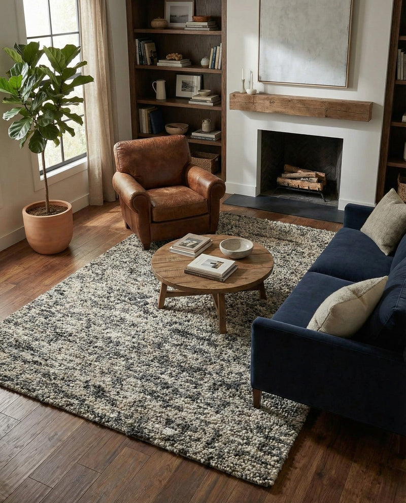 Wellington Luxe Shag Collection Area Rug - Kapiti Rectangle Salt and Pepper  lifestyle 52