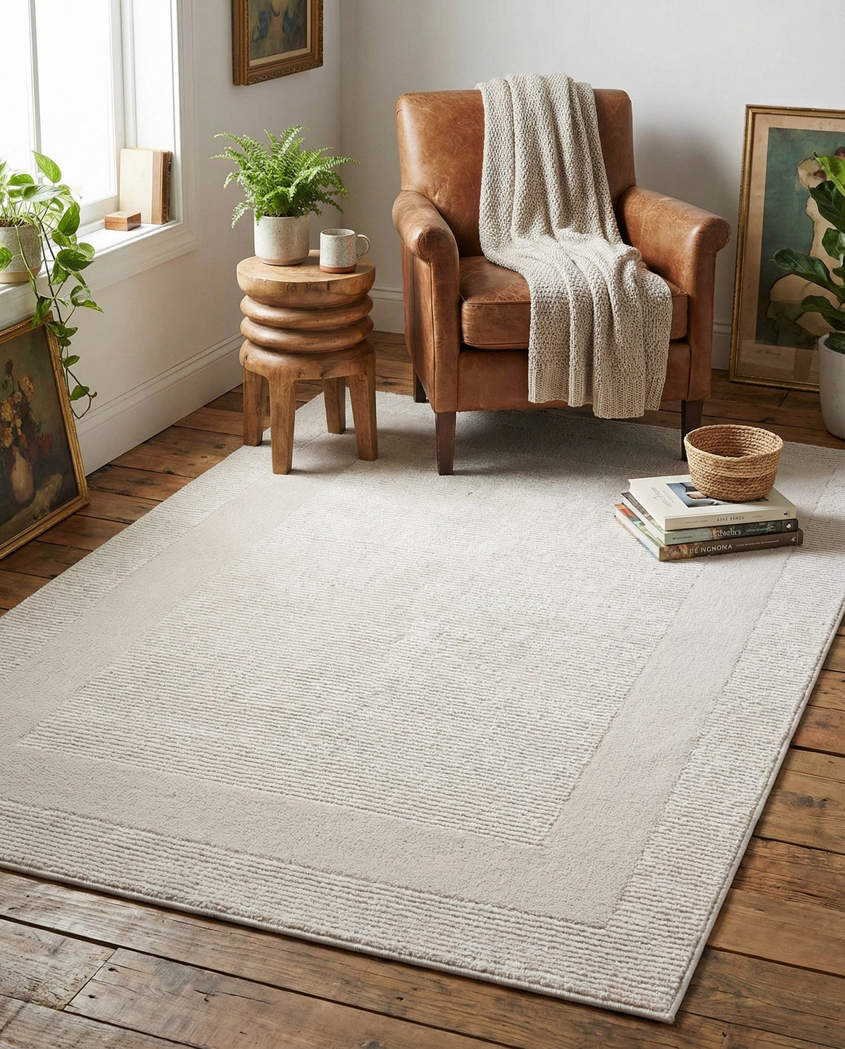 Haven Tapestry Collection Area Rug -  EmberHollow Rectangle Ivory White Main