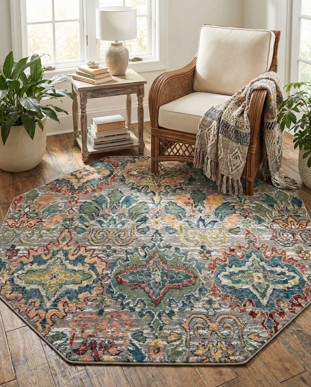Savannah Elegance Collection Area Rug -  Forsyth Octagon Multi  lifestyle 99