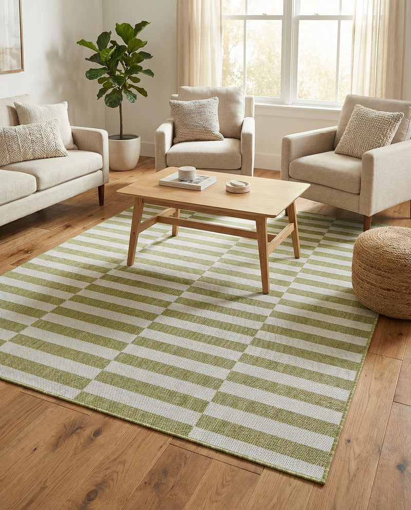 Seaside Stripes Collection Area Rug - Cabana (Green) Rectangle Green  lifestyle 39