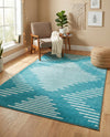 Seychelles Stripes Collection Area Rug - Mahe (Turquoise) Rectangle Turquoise  lifestyle 17