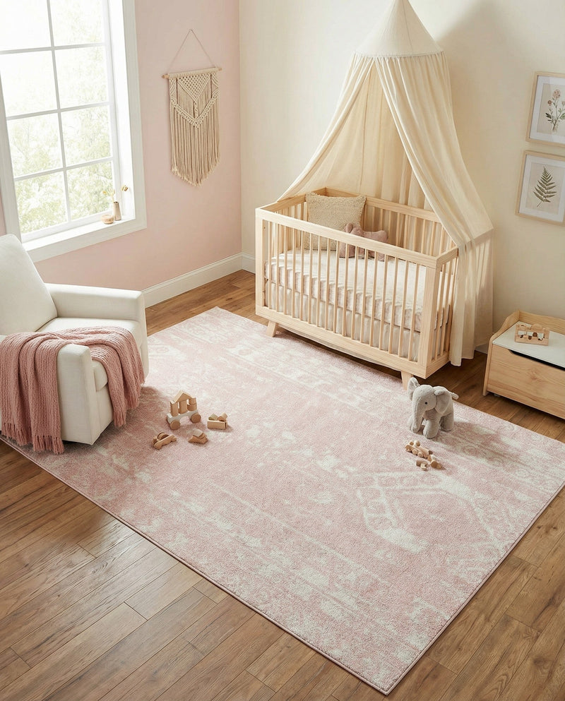 Brighton Stripes Collection Area Rug - Sussex (Pink) Rectangle Pink  lifestyle 11