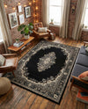 Tabriz Tapestry Collection Area Rug - Azerbaijan (Black) Rectangle Black  lifestyle 29
