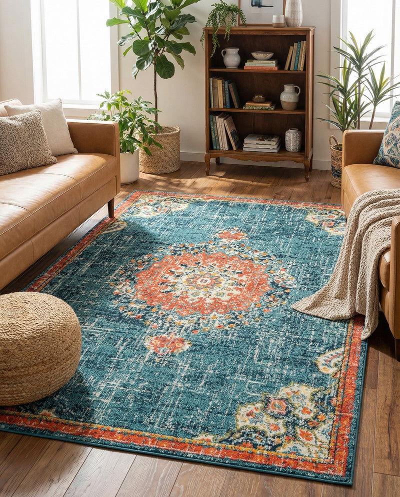 Brighton Terrace Collection Area Rug - Hove (Blue) Rectangle Blue  lifestyle 25