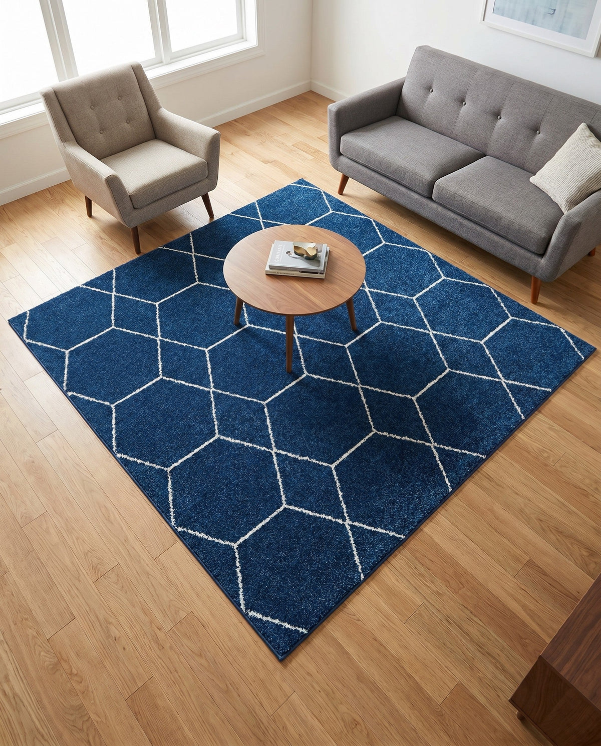 Trellis Mosaic Collection Area Rug - Arborville (Navy Blue) Square Navy Blue  lifestyle 71