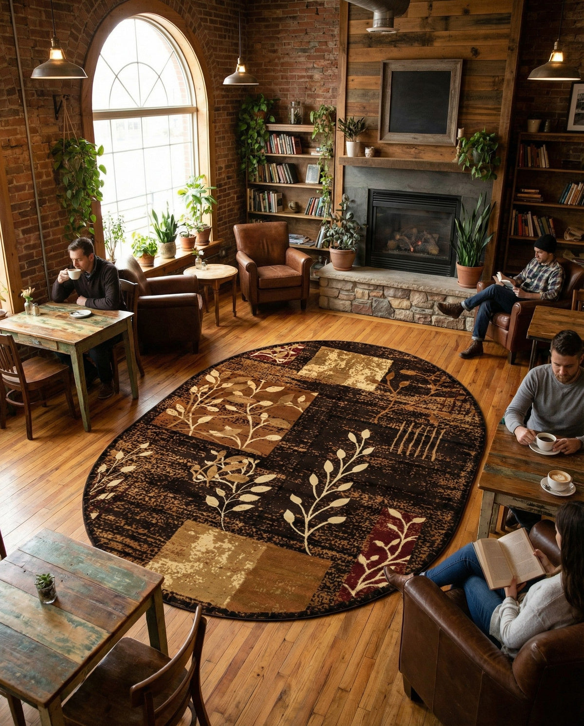 Bistro Lounge Collection Area Rug -  Affogato Oval Brown  lifestyle 175