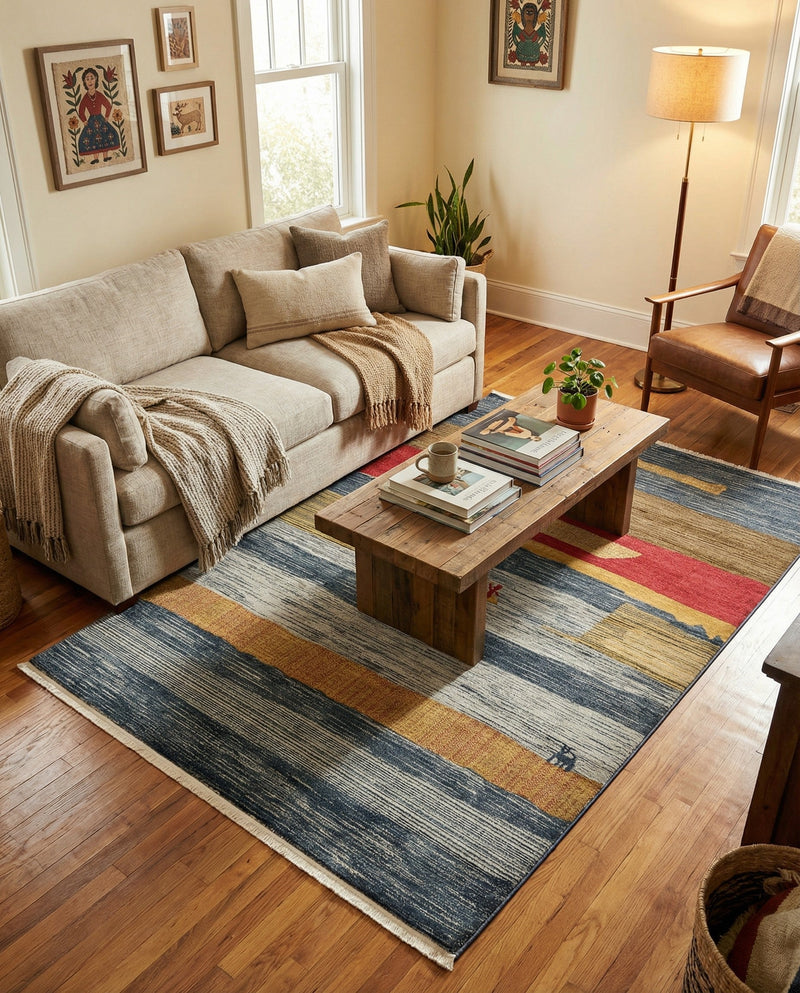Zagros Oasis Collection Area Rug -  Lordegan Rectangle Blue  lifestyle 16