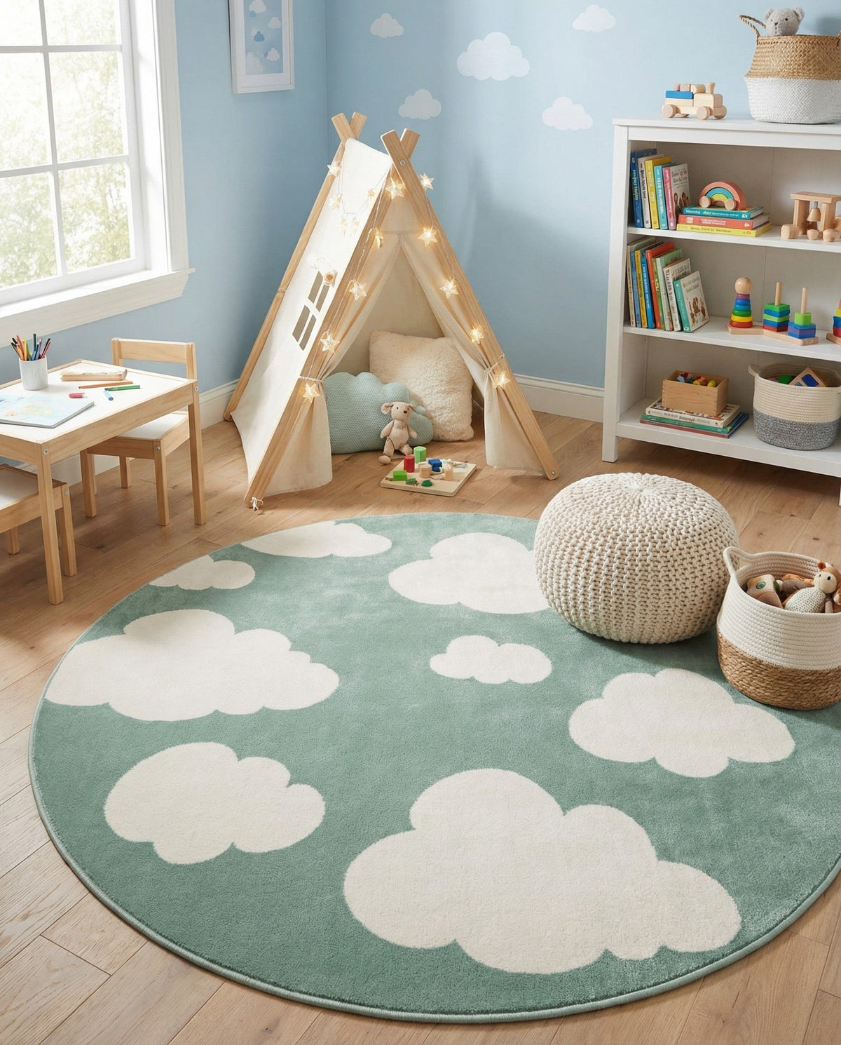 Wonder Tykes Collection Area Rug -  Dreamview Round Soft Green  lifestyle 83