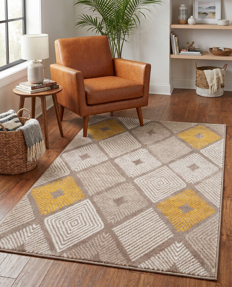 Coastal Haven Collection Area Rug -  Anchorage Rectangle Ivory and Yellow  lifestyle 11