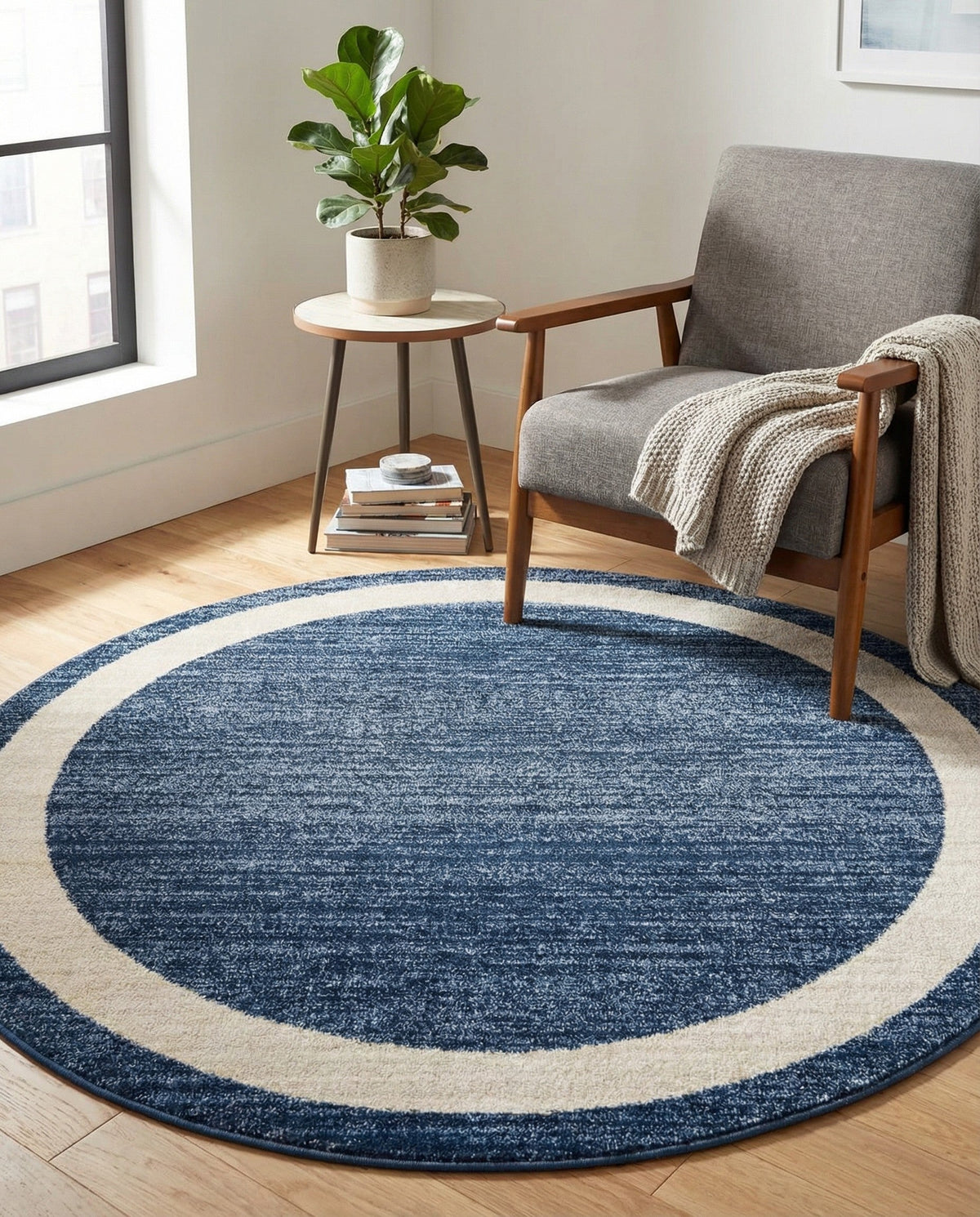 Studio Haven Collection Area Rug -  Alcove (Navy Blue) Round Navy Blue  lifestyle 30