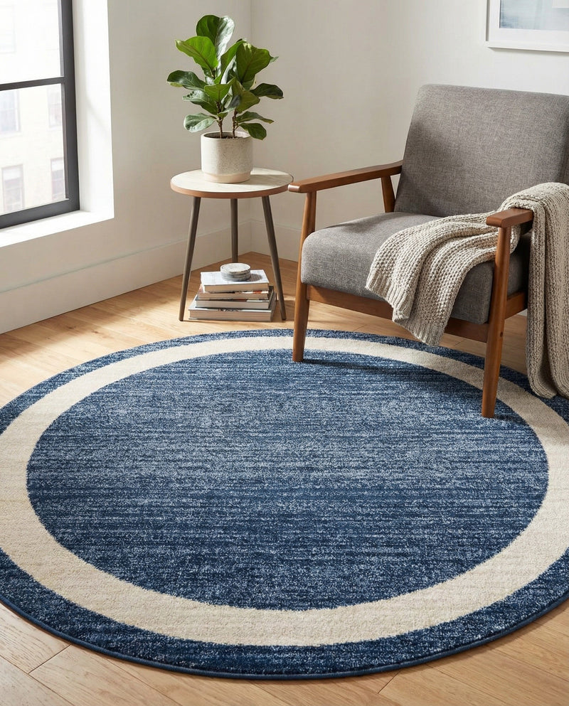 Studio Haven Collection Area Rug -  Alcove (Navy Blue) Round Navy Blue  lifestyle 30
