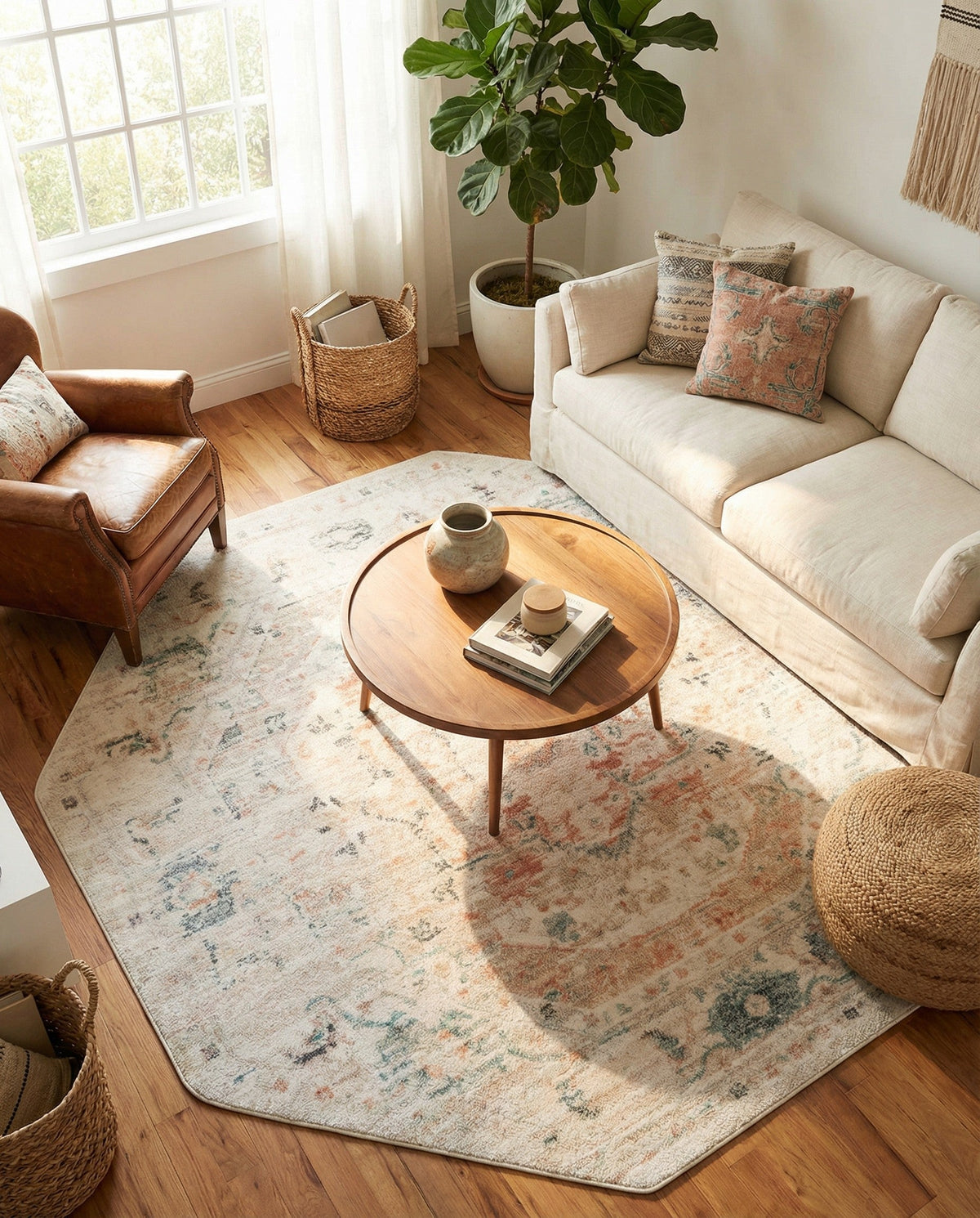 Parisian Elegance Collection Area Rug - Versailles (Ivory) Octagon Ivory  lifestyle 107