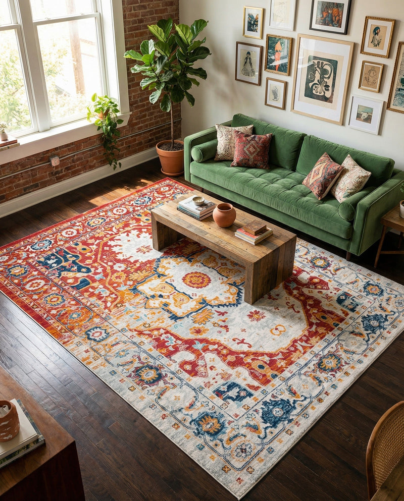 Parisian Elegance Collection Area Rug - Versailles (Rust Red) Rectangle Rust Red  lifestyle 14
