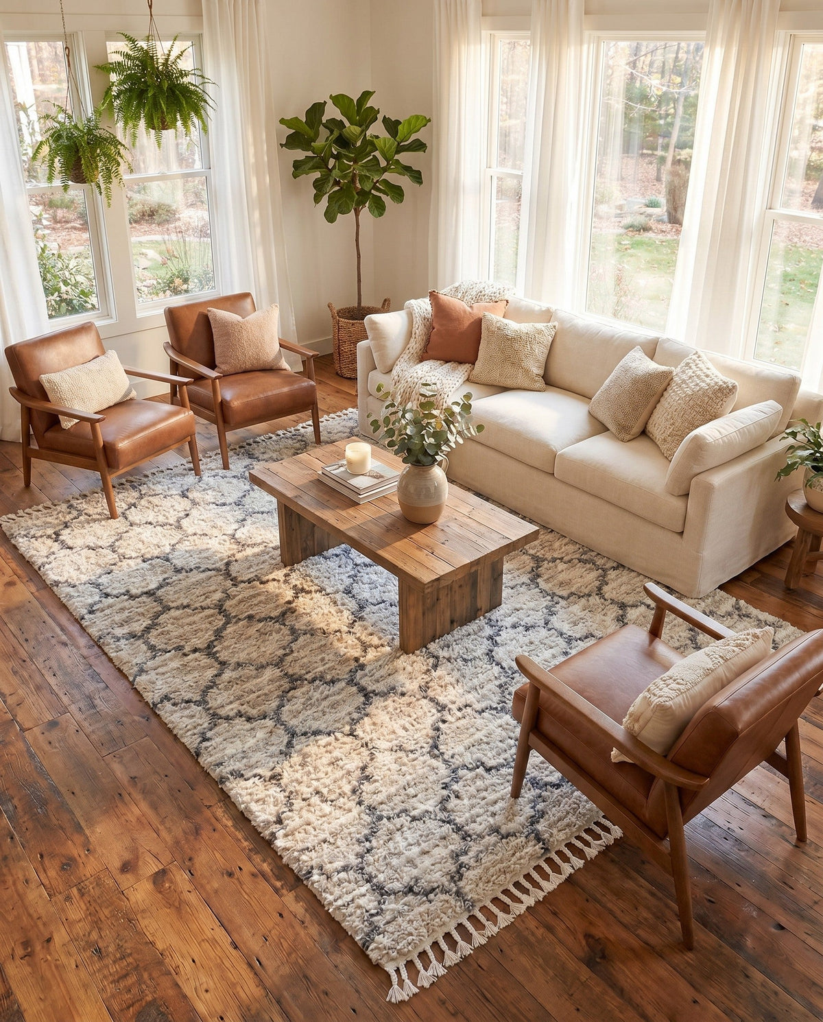Cozy Cove Shag Collection Area Rug - Marina Rectangle Beige  lifestyle 43