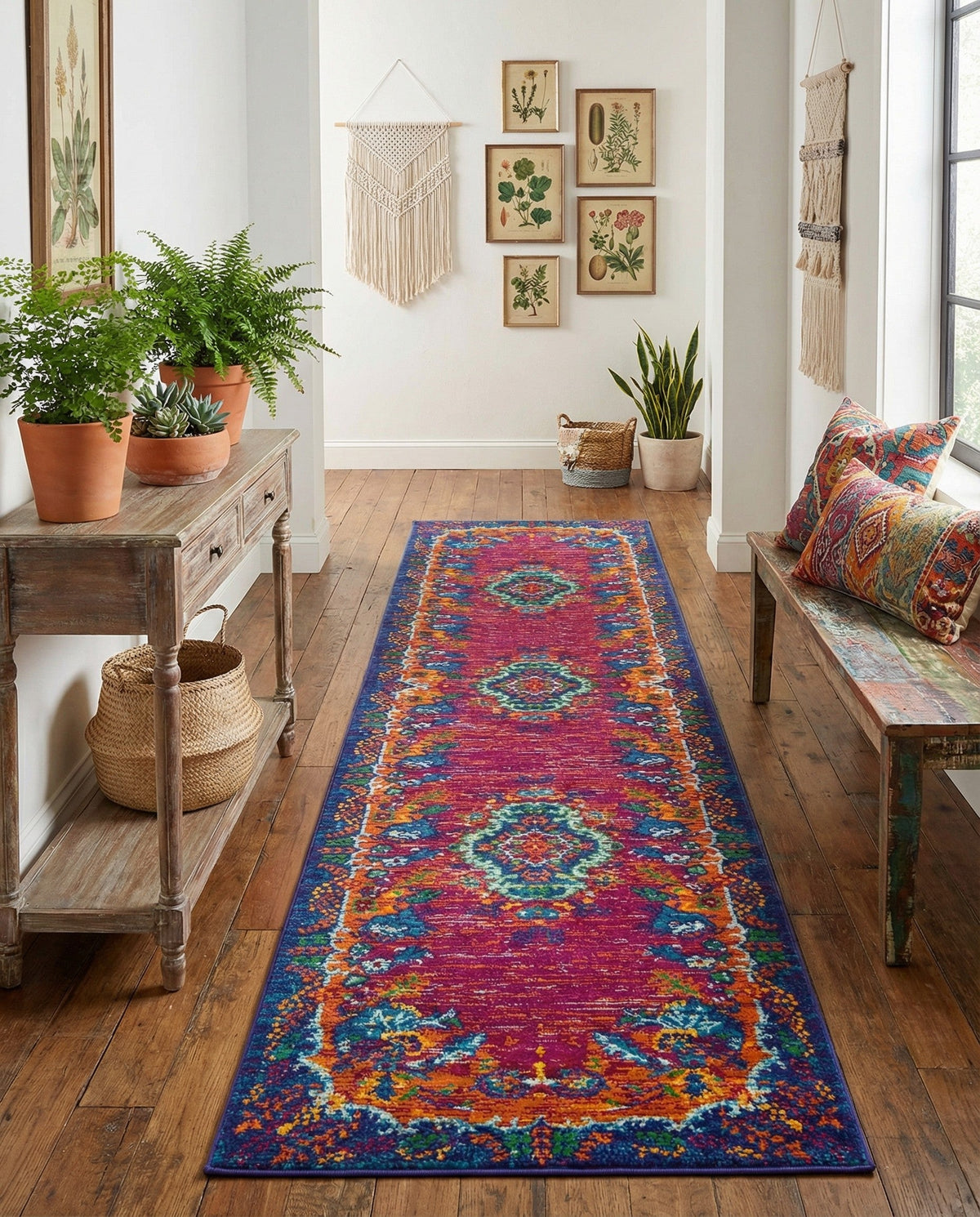 Caribbean Cove Collection Area Rug -  Nevis Runner Fuchsia  lifestyle 109