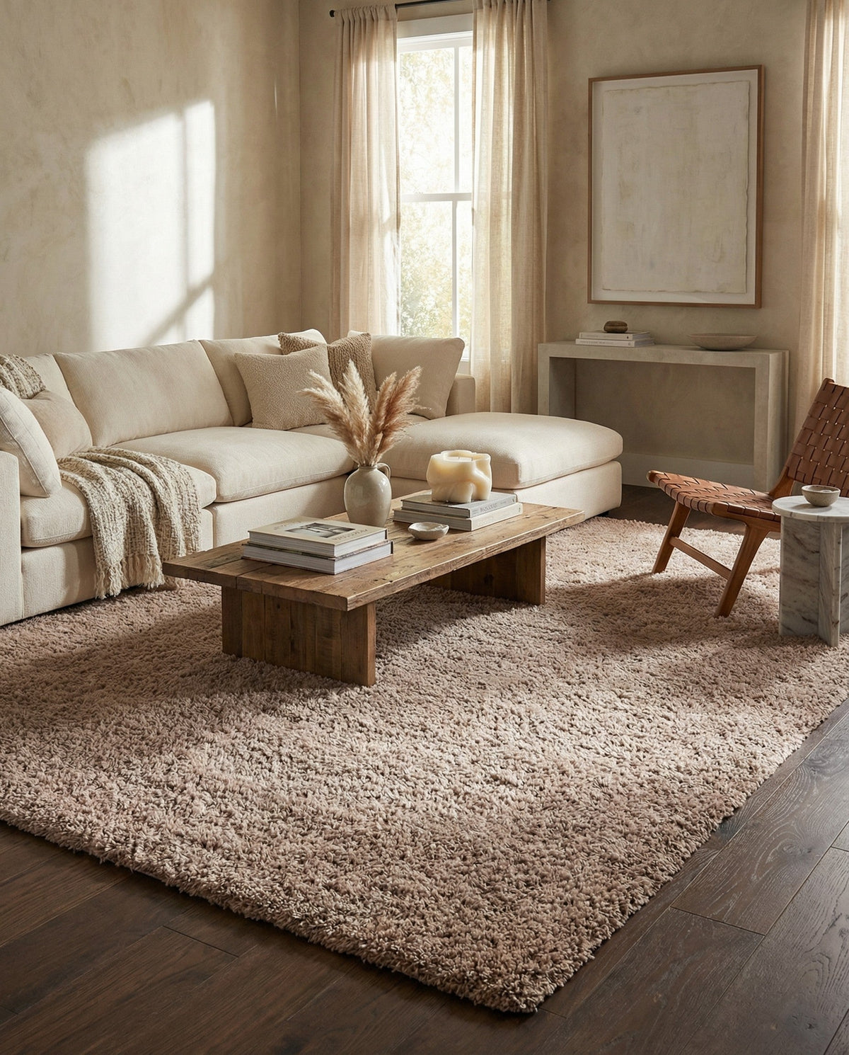Eternal Plush Oasis Collection Area Rug -  Tranquility (Khaki) Rectangle Khaki  lifestyle 17