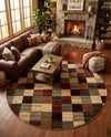 Bistro Lounge Collection Area Rug - Espresso Round Multi  lifestyle 58