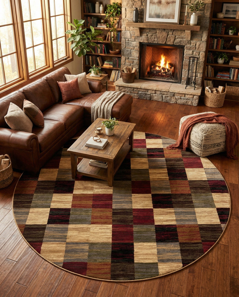 Bistro Lounge Collection Area Rug - Espresso Round Multi  lifestyle 58