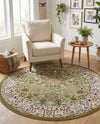 Persian Elegance Collection Area Rug -  Kerman (Green) Round Green  lifestyle 66