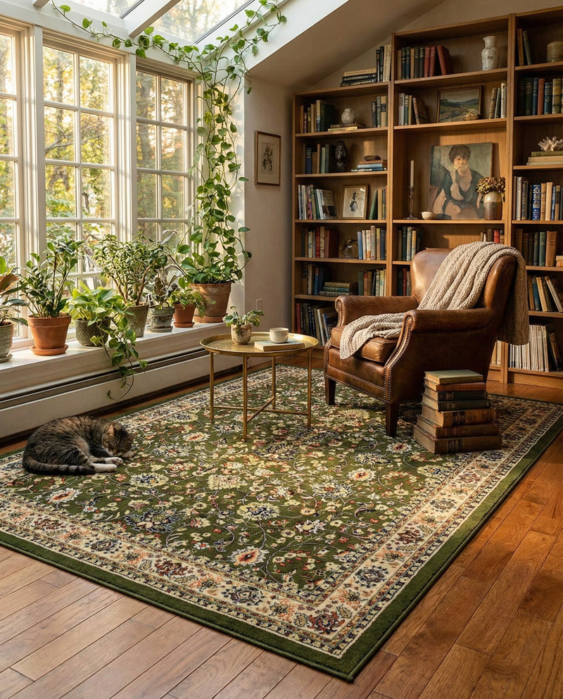 Isfahan Elegance Collection Area Rug - Naghsh-e Jahan (Green) Rectangle Green  lifestyle 43