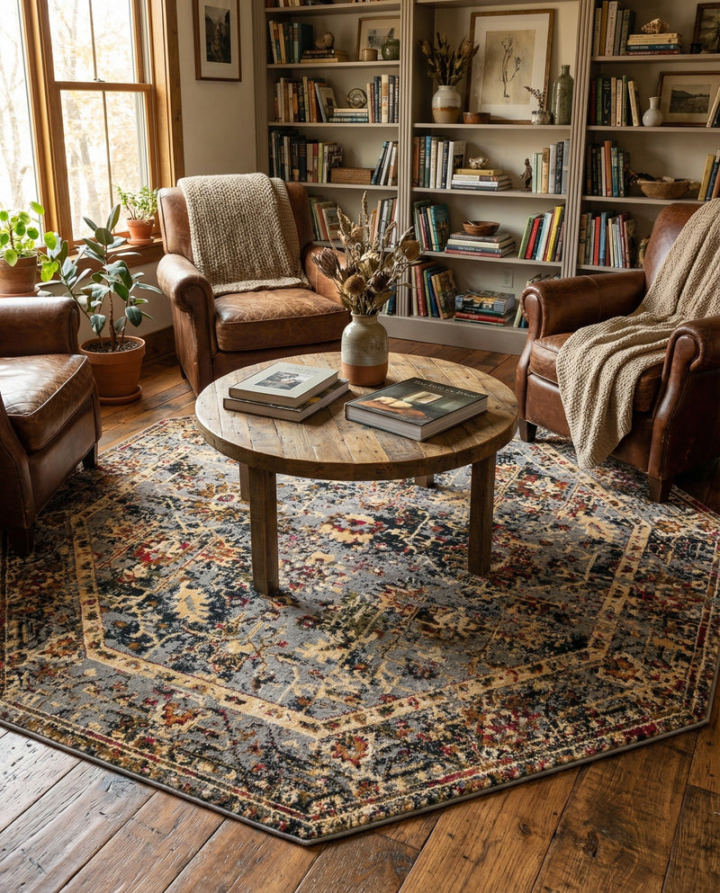 Neptune Elegance Collection Area Rug -  Galatea (Blue) Octagon Blue  lifestyle 29