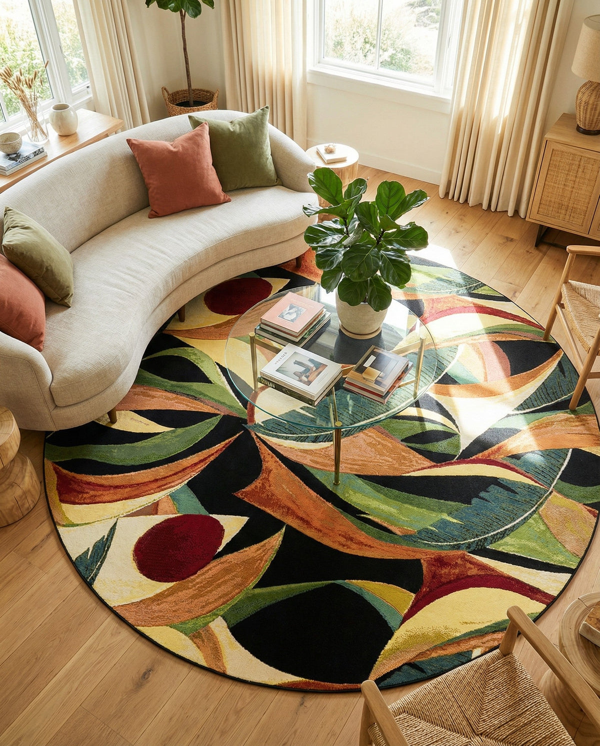 Seaside Blooms Collection Area Rug -  Tivoli Round Multi  lifestyle 95