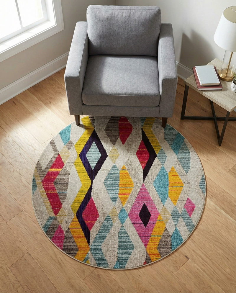 Sedona Vista Collection Area Rug -  Pricklypear Round Multi  lifestyle 53