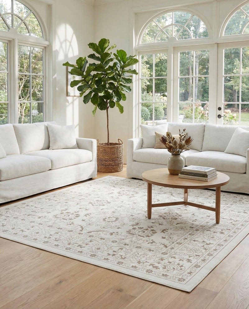 Savannah Elegance Collection Area Rug - Augusta (Ivory) Square Ivory  lifestyle 50