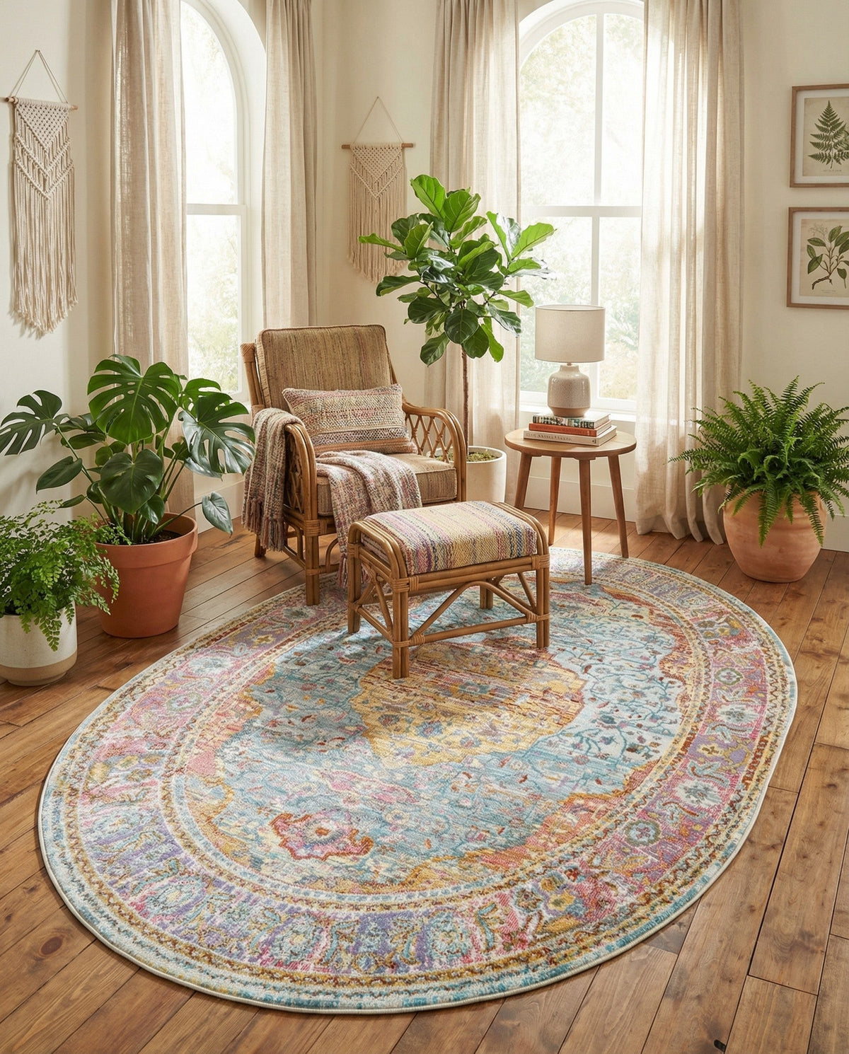 Caribbean Breeze Collection Area Rug -  Vieques Oval Light Blue  lifestyle 169