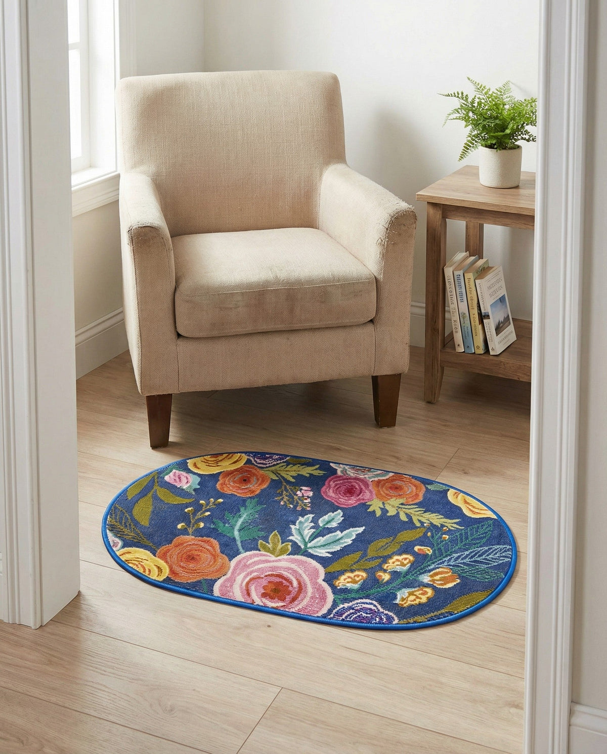 Meadow Breeze Collection Area Rug -  Petal Oval Blue  lifestyle 225