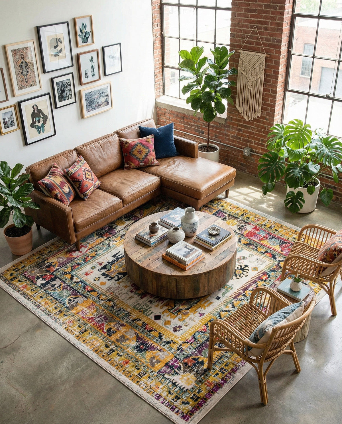 Brighton Terrace Collection Area Rug -  Portslade Square Ivory  lifestyle 120