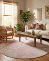 Brighton Stripes Collection Area Rug - Sussex (Pink) Round Pink  lifestyle 29